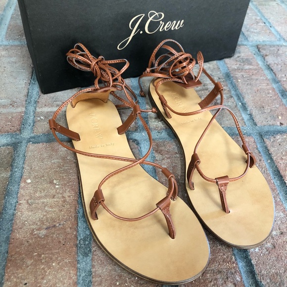 j crew leather lace up sandals